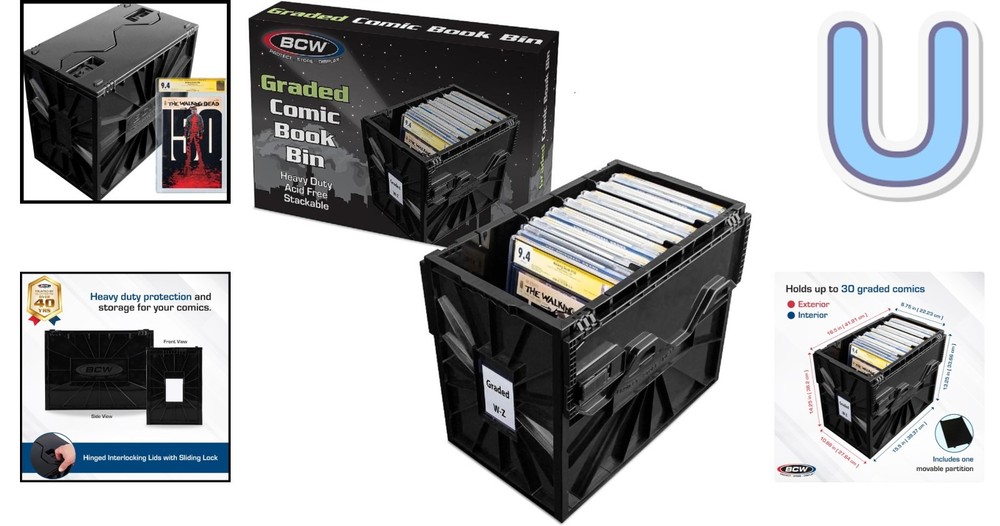 Graded Comic Storage Box with Dividers - Stackable, Water-Resistant Protection