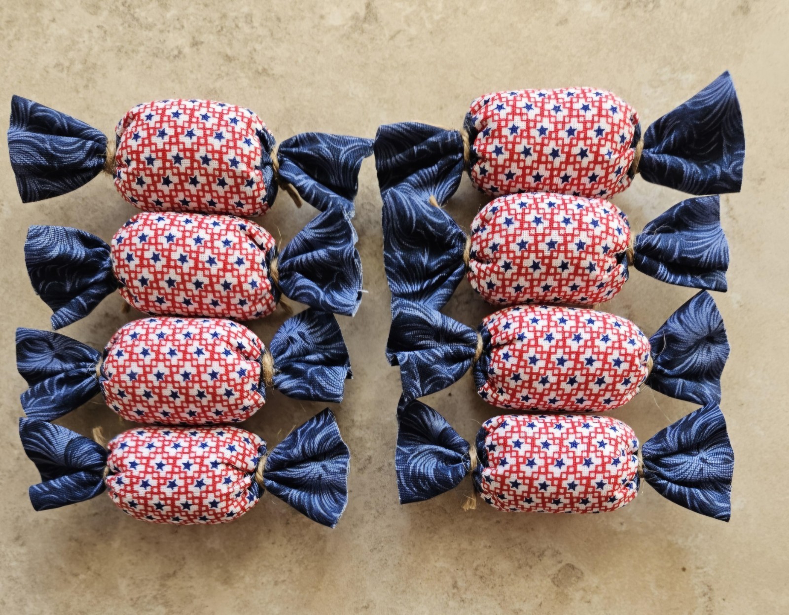 Bowl Filler Americana Patriotic Ornie Fabric 8 Pcs Candy Tier Tray Fabric Decor