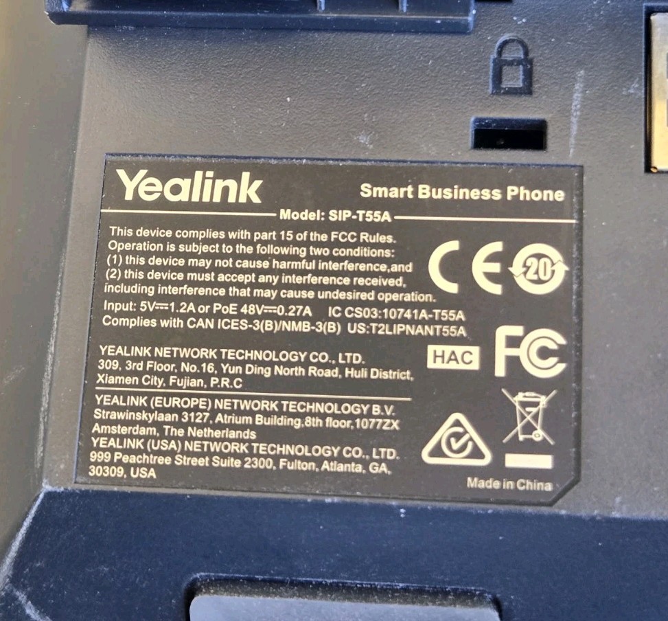 Lot of Yealink Smart Business Phones (2) SIP-T58A + (2) SIP-T55A