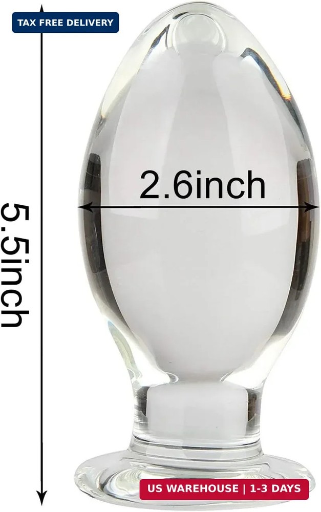 Huge Head Glass Butt Plug, Clear, Extra Large
