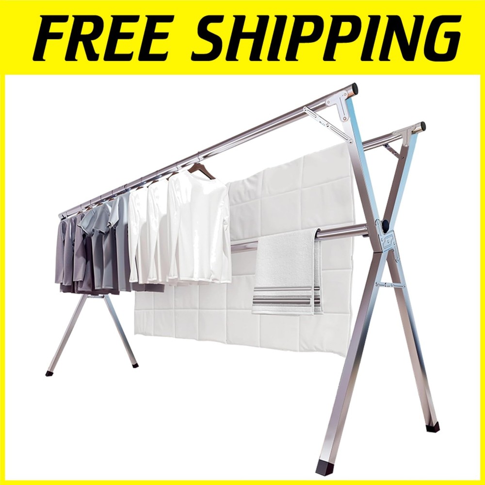 Rust-Proof Garment Rack with Windproof Hooks