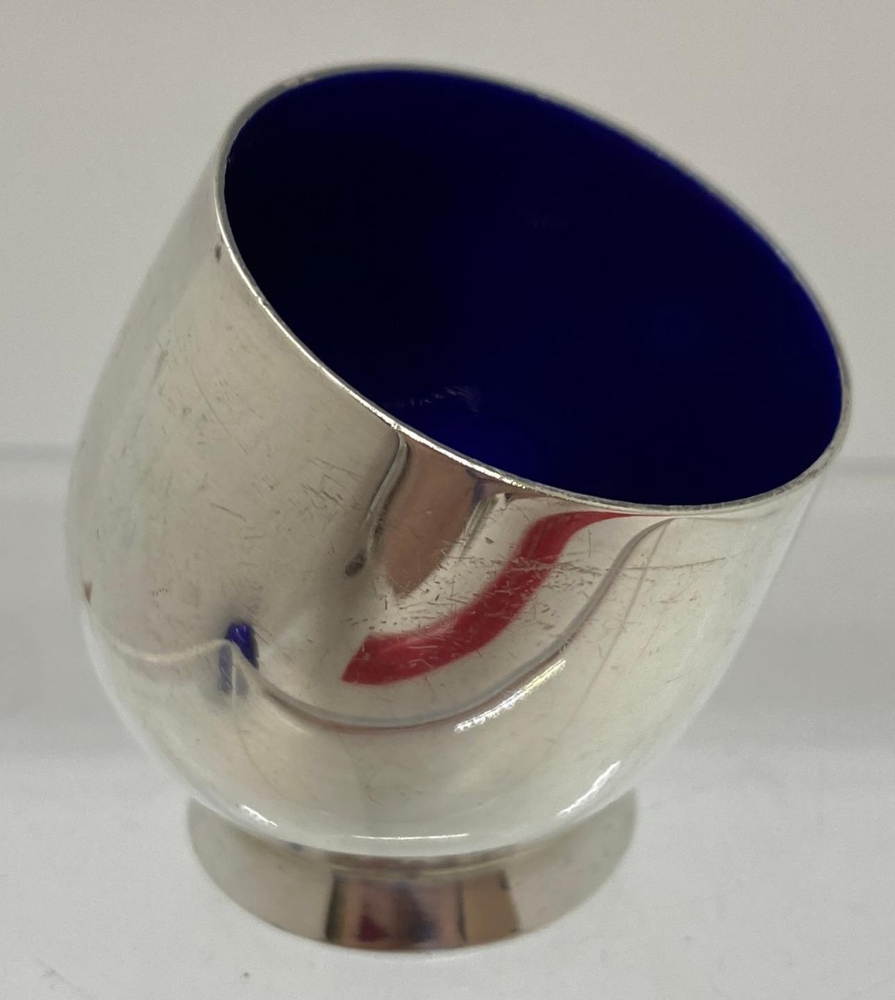 A. Michelsen Denmark Sterling Silver Blue Enamel Salt Cellar M01