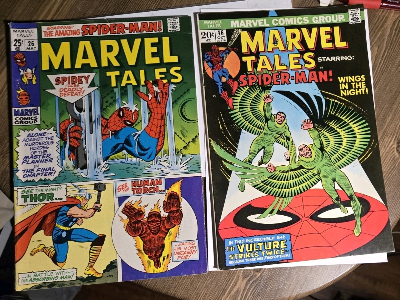 Vintage lot of Marvel Tales featuring Spider-Man, stretching from 1968 to 1985.