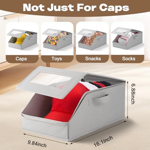 Stackable Hat Organizer for Baseball Caps, Hat Storage - Holds 12 Caps, 4 Pack