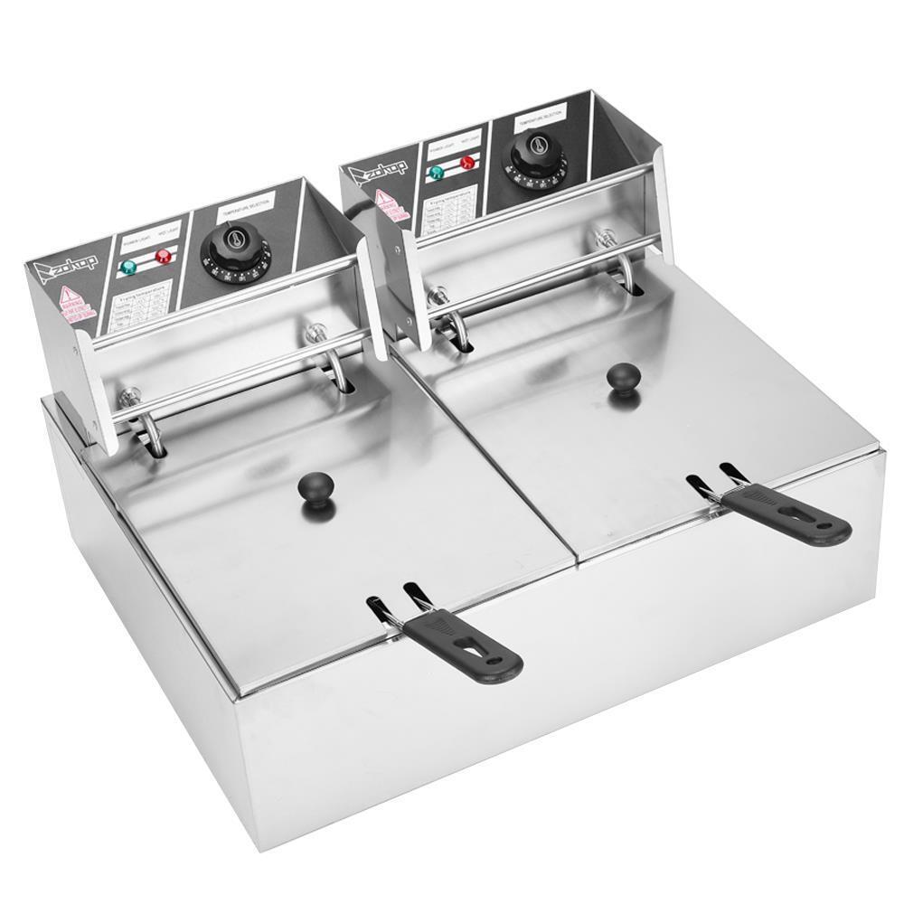 ZOKOP 5000W Electric Deep Fryer 12L Dual Fry Machine Commercial Restaurant