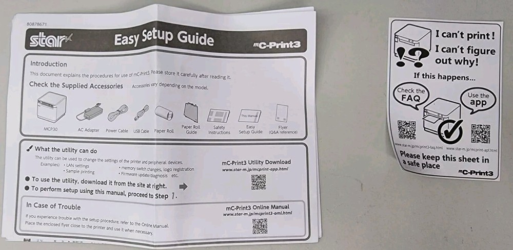 Star Micronics C-Print3 MCP30 Network/USB Thermal POS Printer