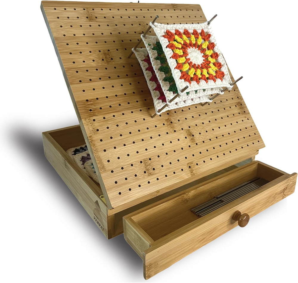 Crochet Blocking Boards Multifunctional Container Pins Granny Square Compact