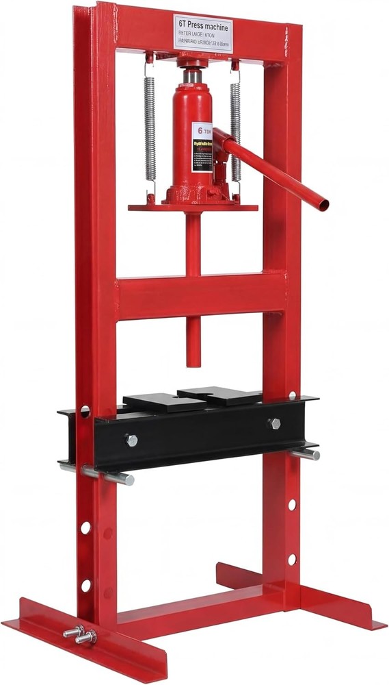 Garage Workshop 6 Ton Hydraulic Shop Press w/ Moveable Table & Return Springs