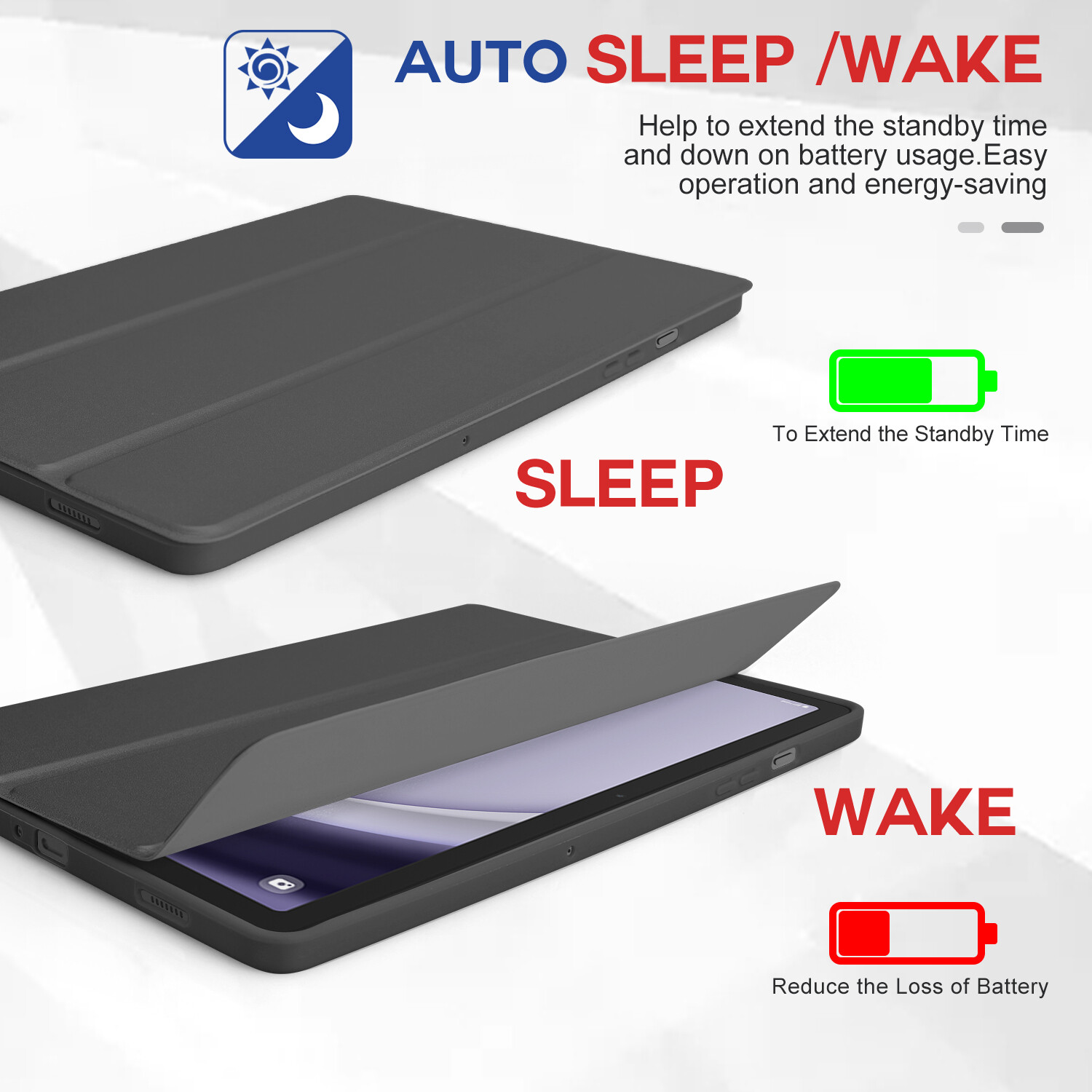 For Samsung Galaxy Tab A9+ 11" 2023 Case – Leather Stand Cover/ Screen Protector