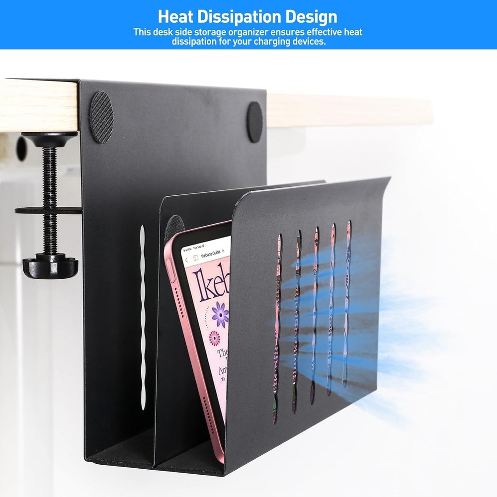 MAXECHO Desk Side Storage, Under Laptop Mount, Table Double-deck, Black