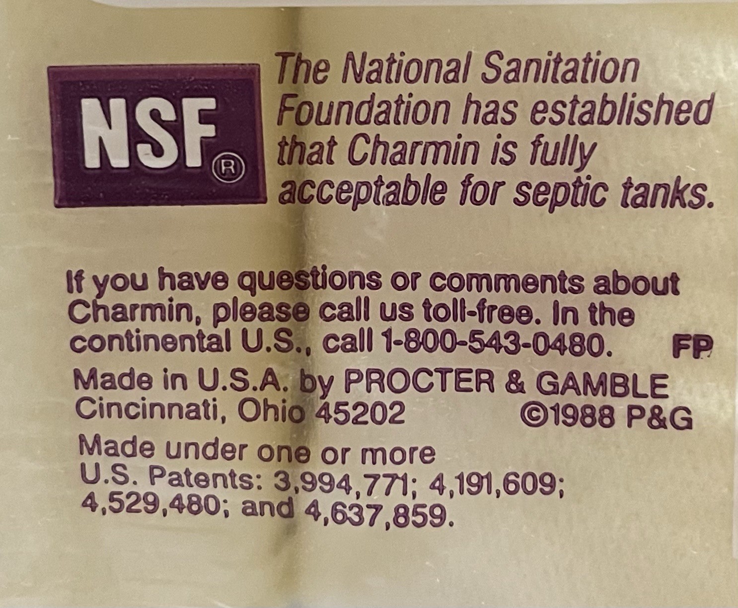 Vintage '80s Charmin Light Yellow Toilet Paper Sealed 4-Pack NOS Prop