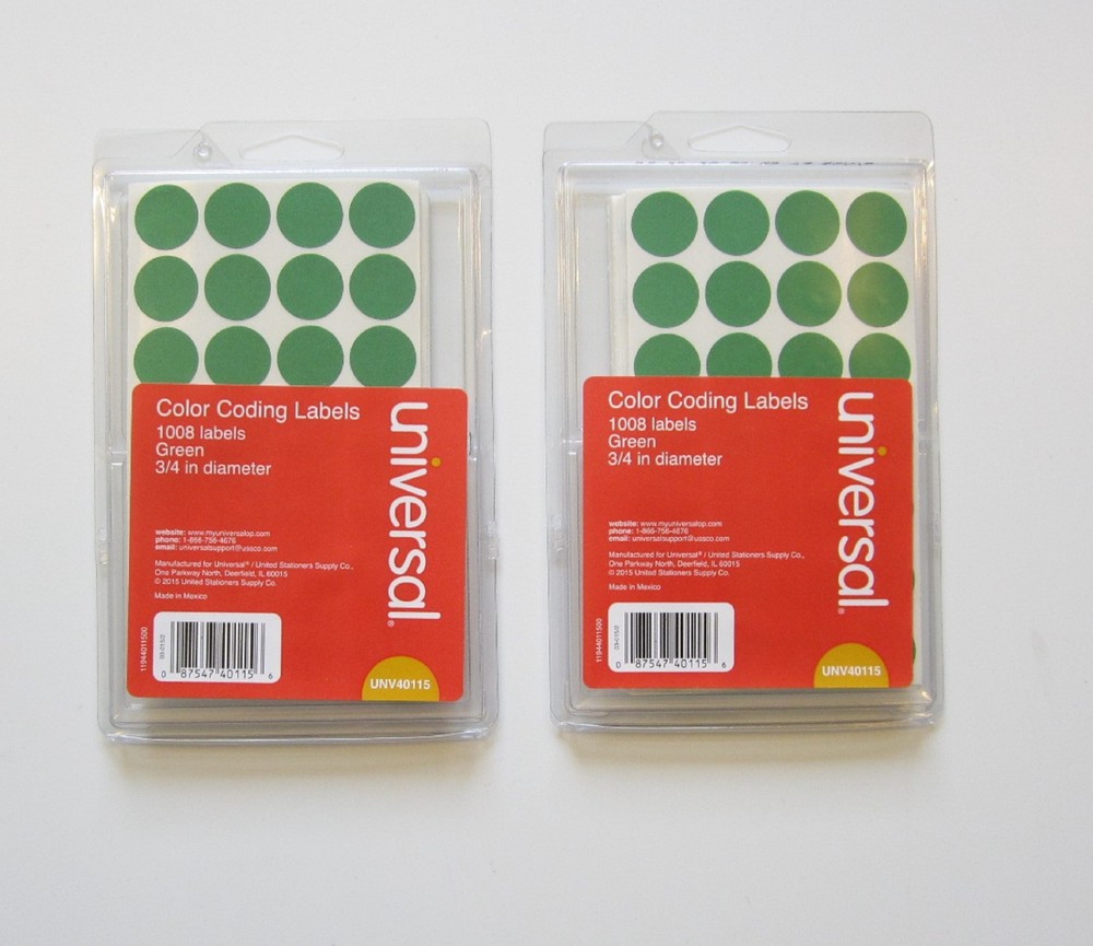 2016 GREEN UNIVERSAL 3/4" ROUND COLOR CODING LABELS STICKER DOTS INVENTORY CODE
