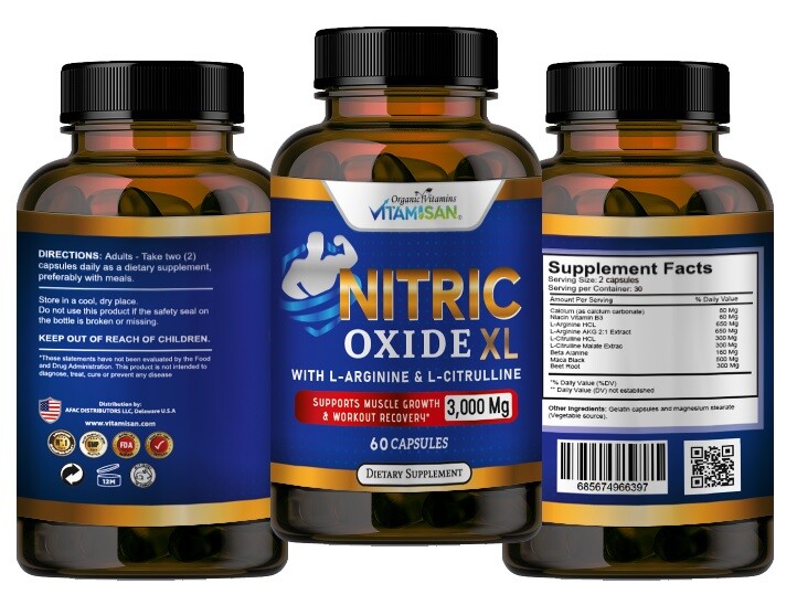 Nitric Oxide Booster L-Arginine, L-Citrulline 3000mg 120 Caps HIGHEST POTENCY