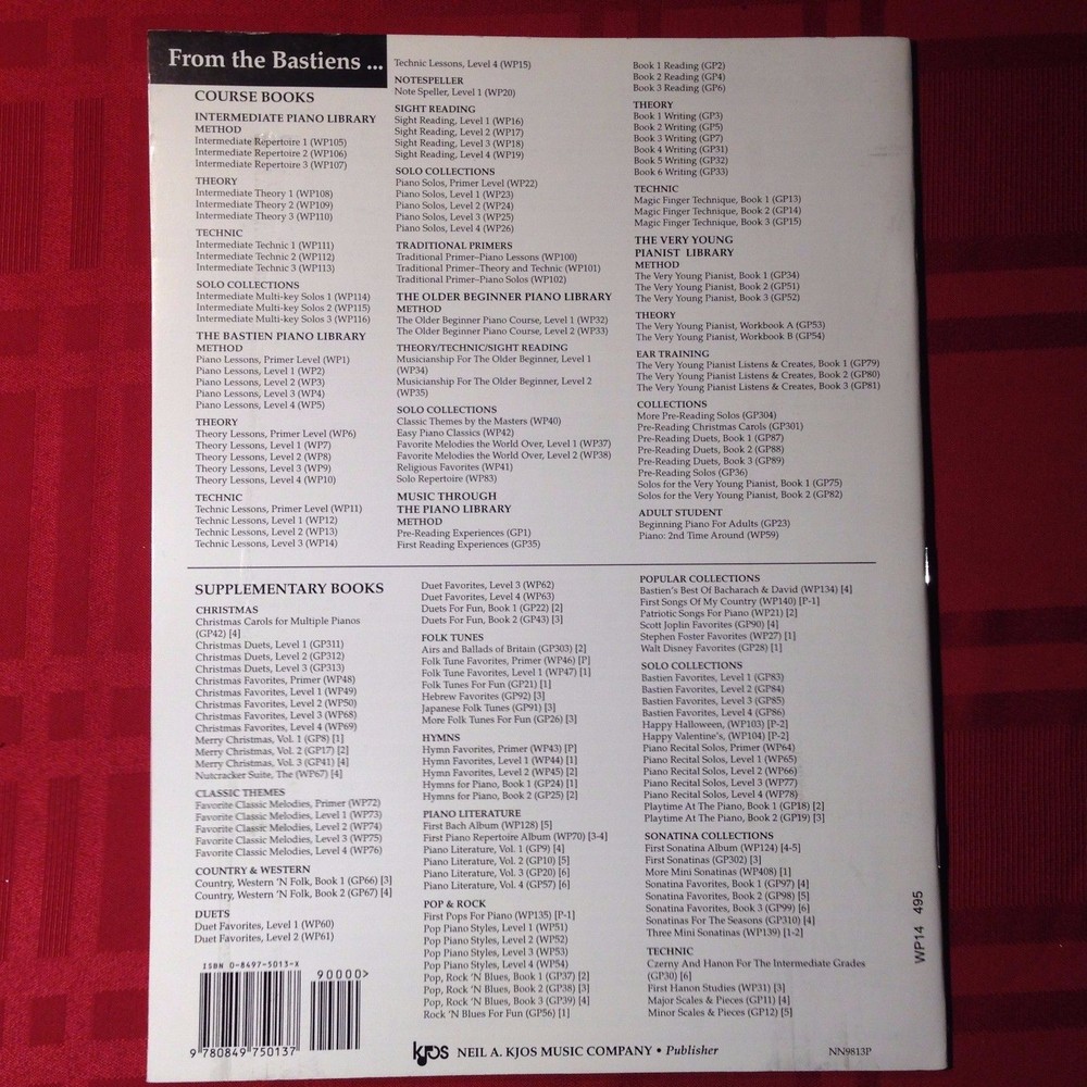Bastien Piano Library TECHNIC Lessons LEVEL 3 WP14