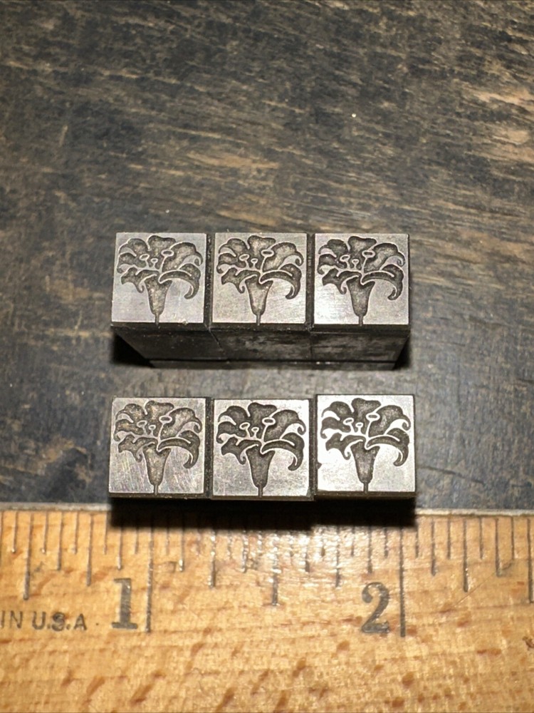 Print Blocks “ 6 Beautiful Flowers “ Lead Blocks, Nice Image!