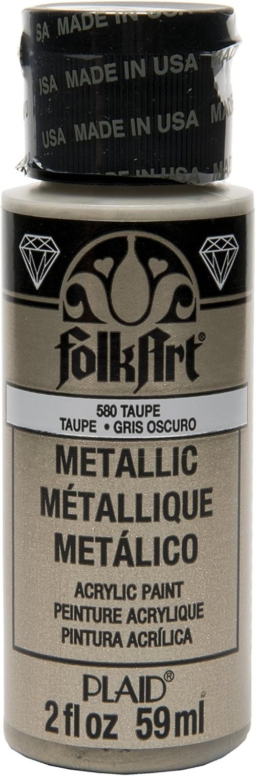 Versatile 2 oz Non-Toxic Metallic Acrylic Paint in Taupe – Ideal for Any Surface