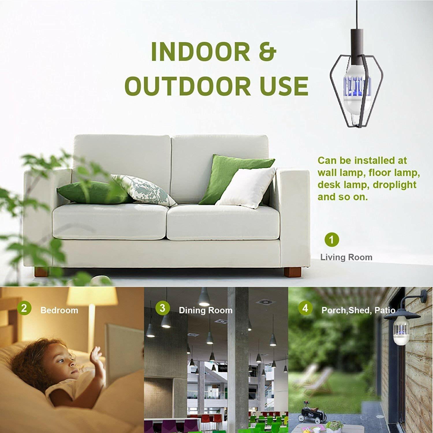 2 Pcs Bug Zapper Light Bulb Mosquito Insect Killer Lamp Indoor Outdoor Fly Trap