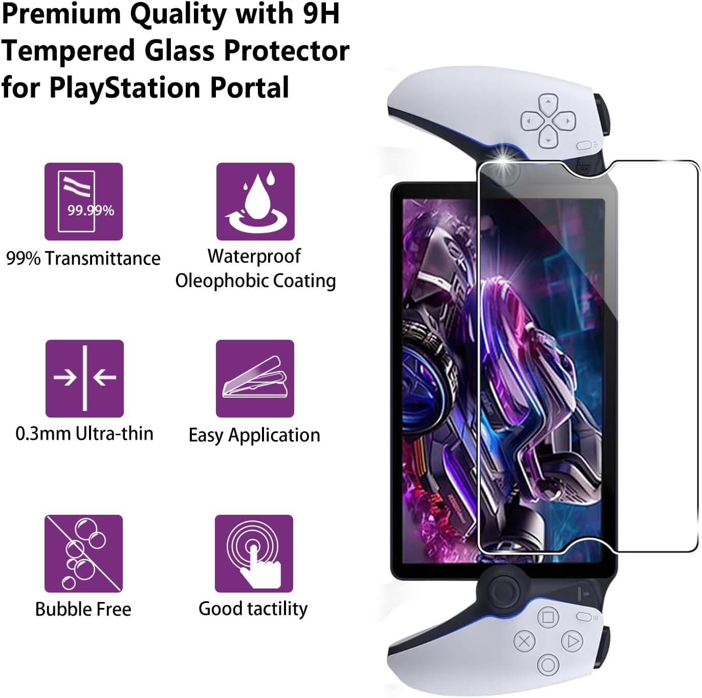 2-Pack PlayStation Portal Remote Player Screen Protector Tempered Glass