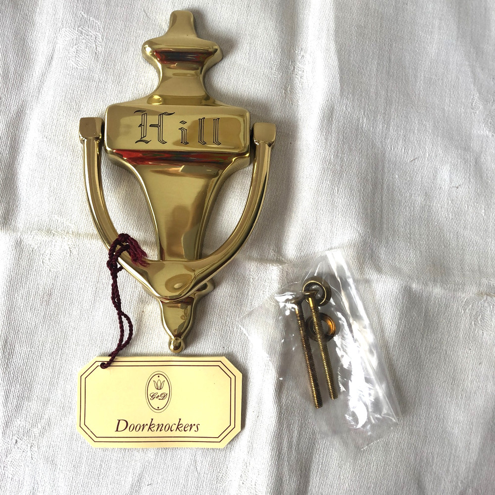 Solid Brass Door Knocker, Original Box, "Hill"