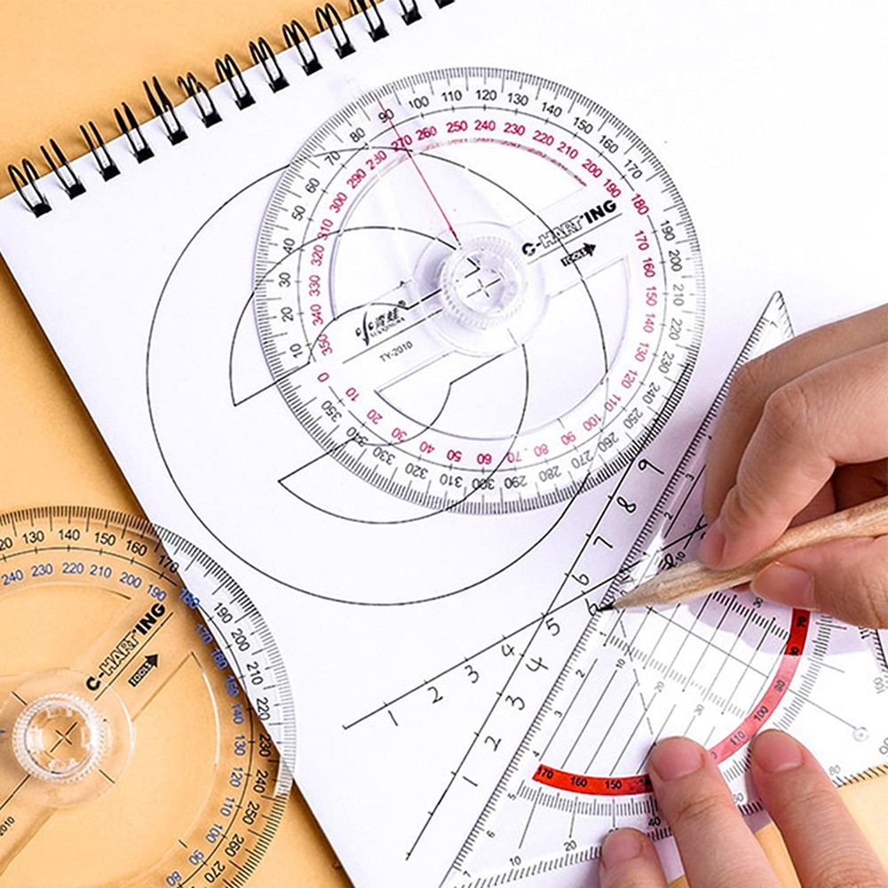360° Protractor Pack of 2 Protactors Plastic Protractor Math Protractors Clea...