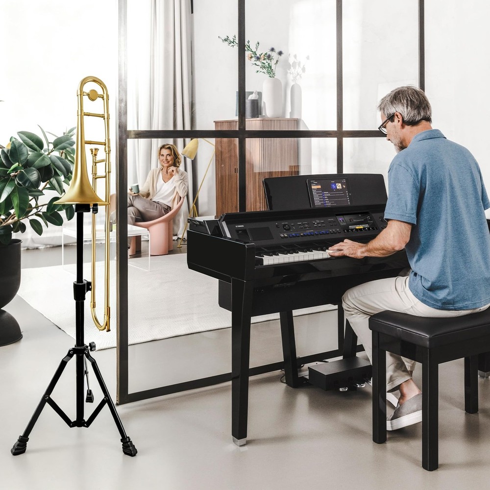 Earthtec Folding Trombone Stand Retractable Height Adjustment, Triangular Sta...