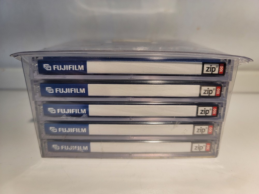 Fujifilm 100MB MAC Formatted Zip Disk with Protective Case 5 Pack Factory Sealed