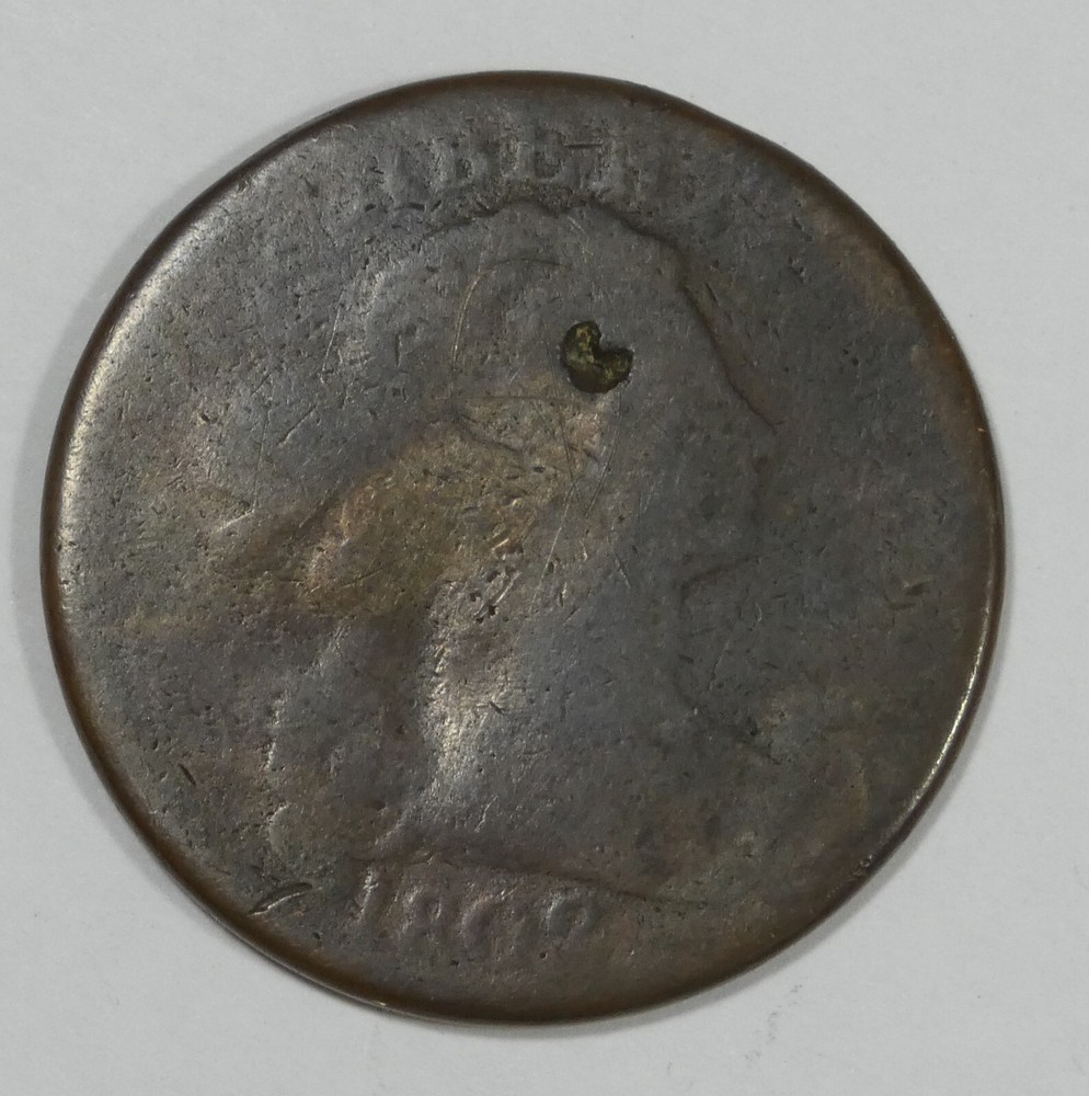 1802 Draped Bust Large Cent AG 1c ~ obverse surface mark