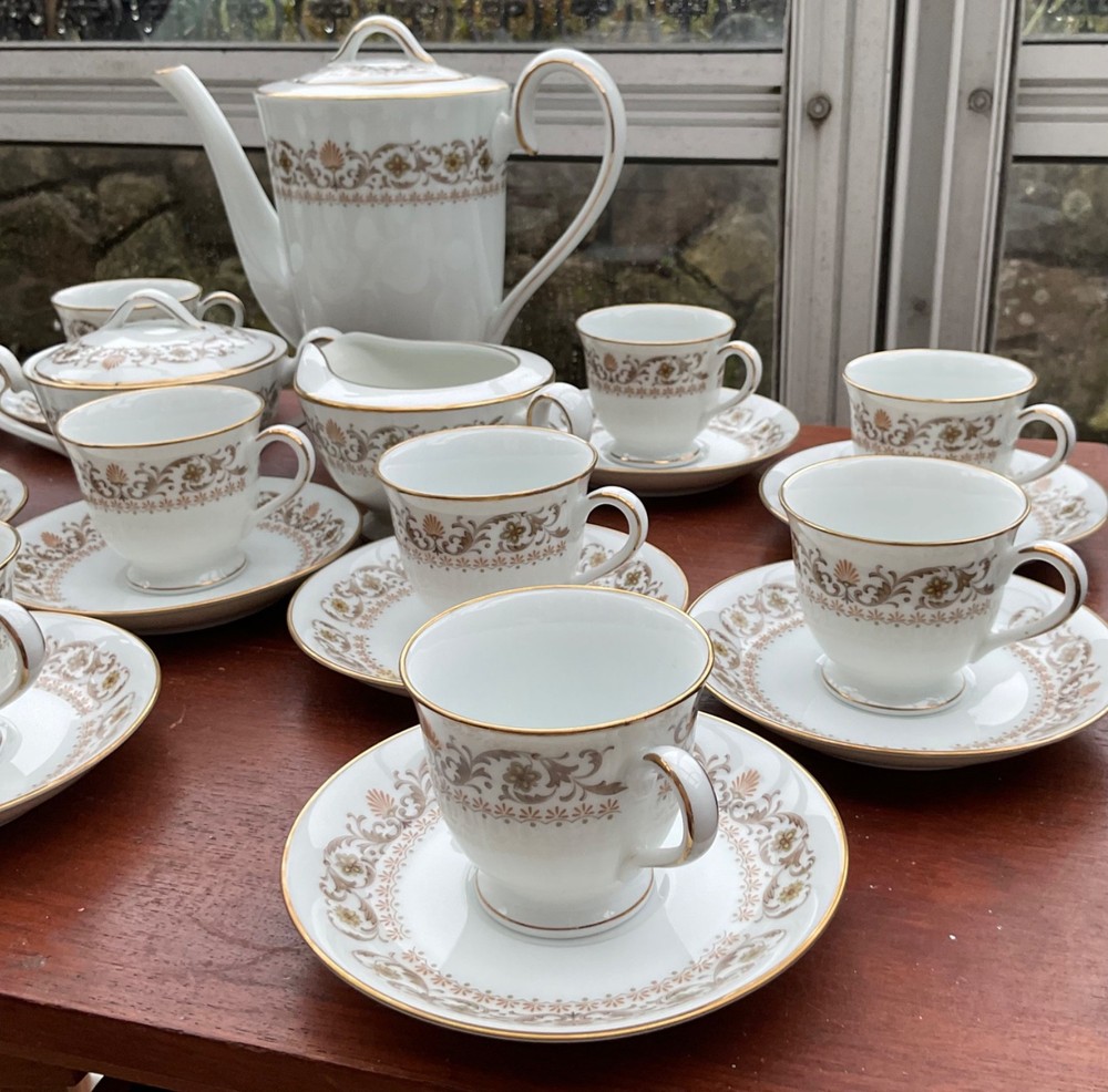 Noritake Westbury 6952 Complete Coffee set. 27Pc Tea set. Demitasse cups