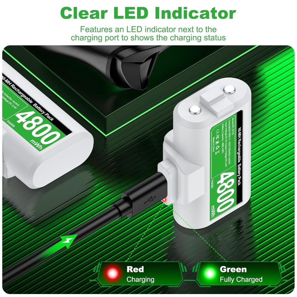 Long-Lasting Xbox Controller Rechargeable Battery Kit - 2000x Rechargeable Power