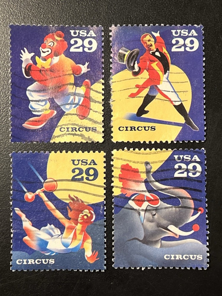 Used US 4 Stamp Complete Set. Circus. 1993. 29 Cent. #2750-2753.
