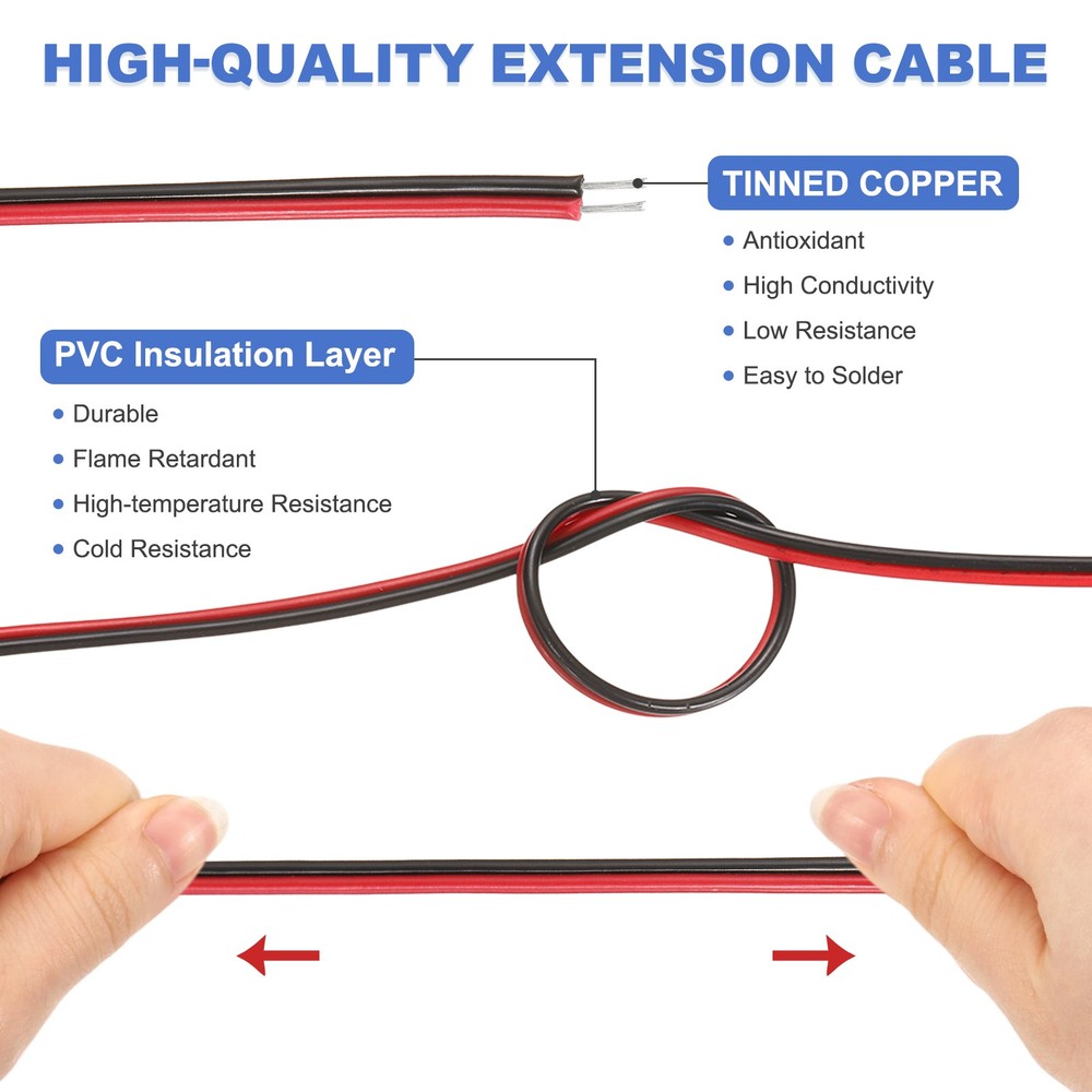 9.84ft 28 Gauge 2 Conductor Electrical Wire Tinned Copper Cable