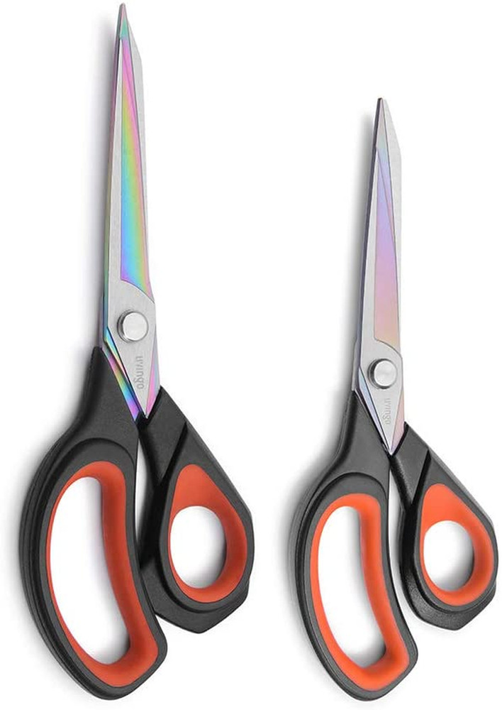 2 Pack Premium Tailor Scissors Heavy Duty Multi-Purpose Titanium Coating Forged