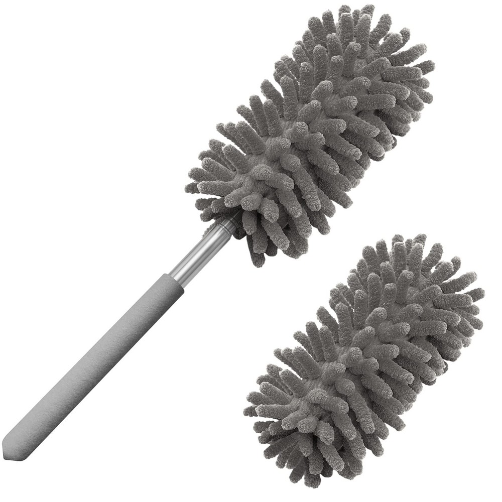Extendable Microfiber Duster with Replaceable Heads Telescopic Cleaning Tool Kit