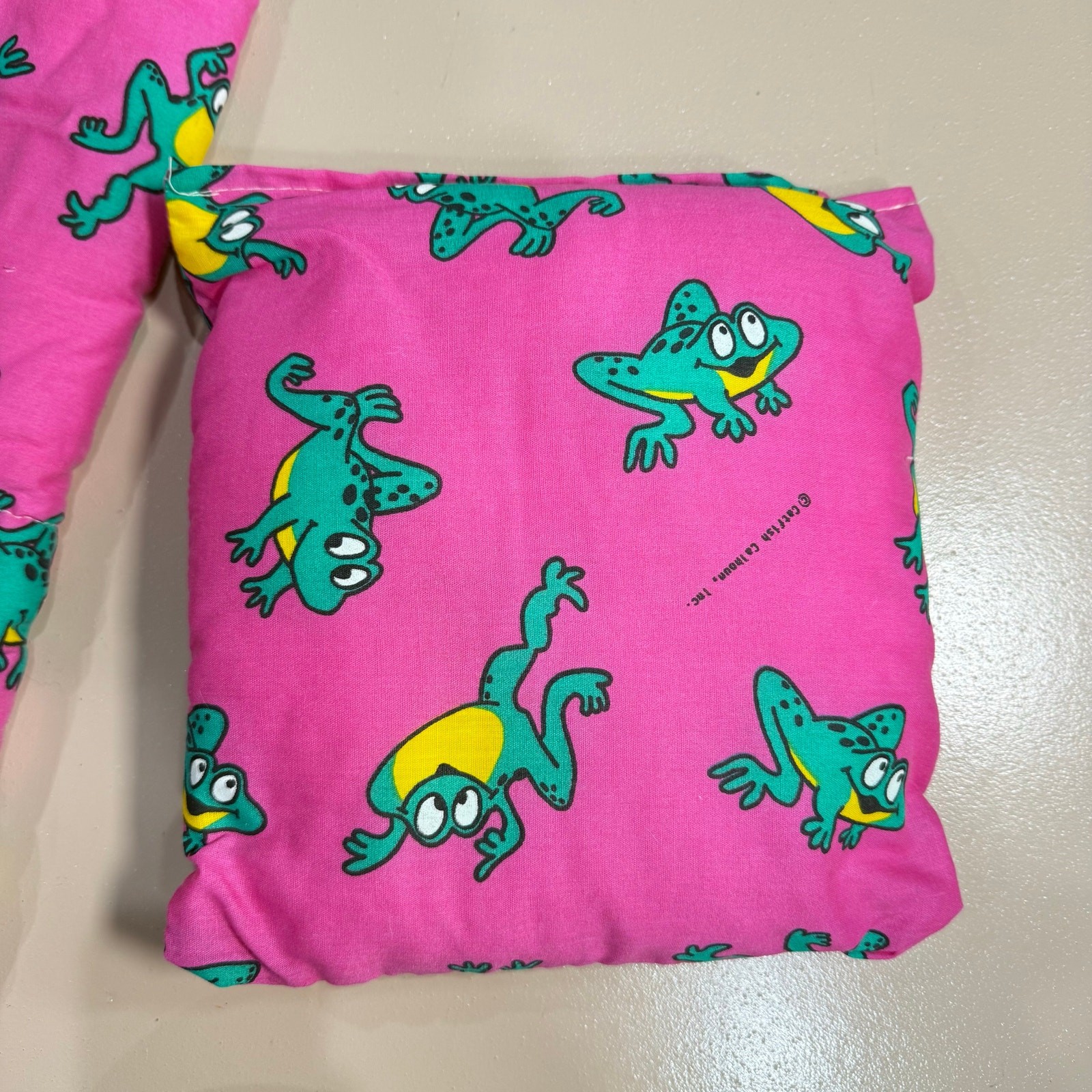 Vintage 80s 90s Pink Green Frog Sleeping Bag & Pillow Catfish Calhoun Kidcore