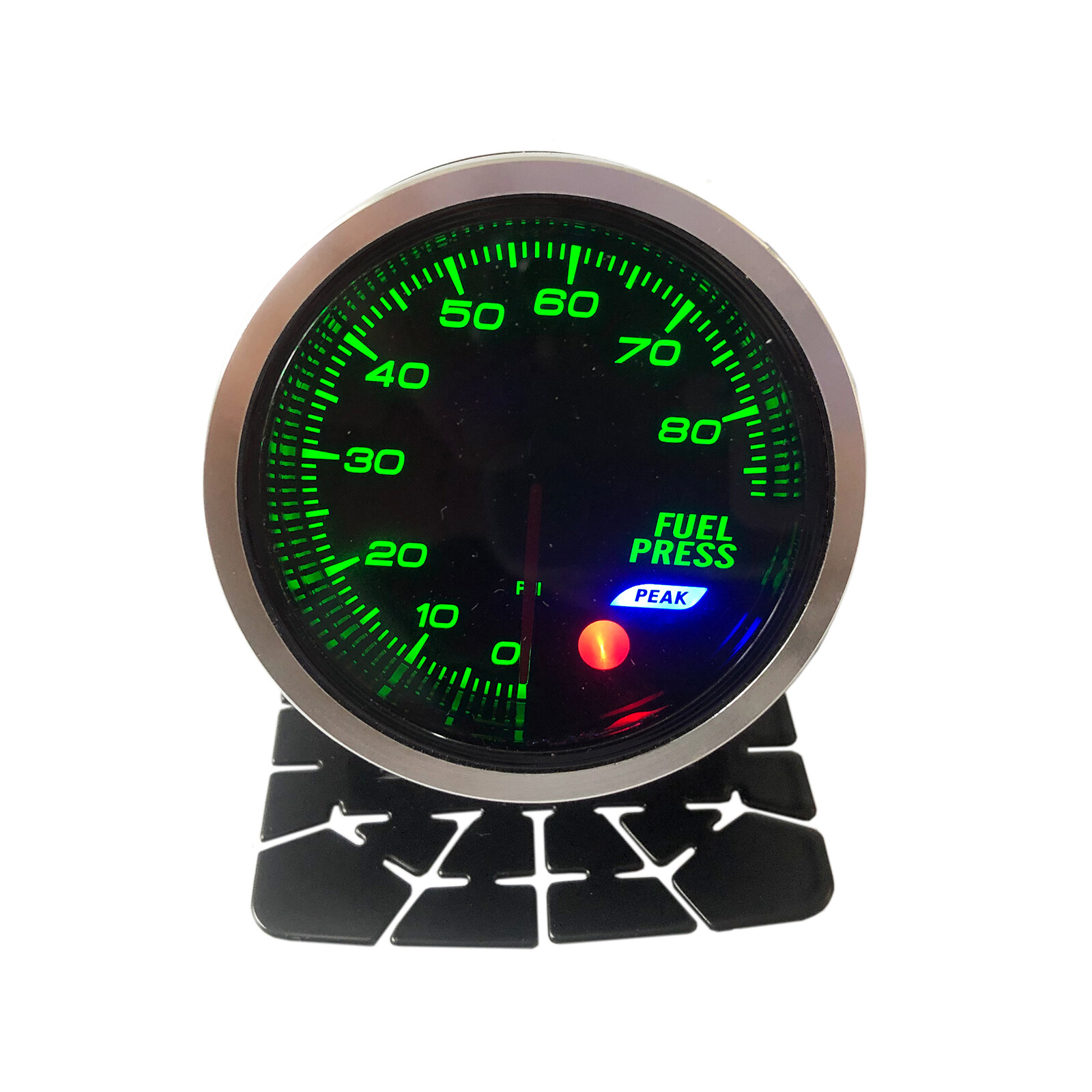 0-80 PSI 52mm 2-1/16" Fuel Pressure Gauge 7 Color Meter W/ Press Alarm Sensor