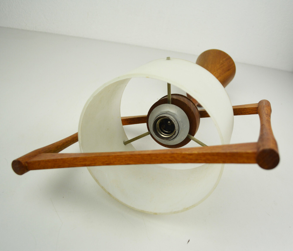 TEMDE Lights - Teak Ceiling Light - Vintage Ceiling Lamp Cable Pull Lampshade
