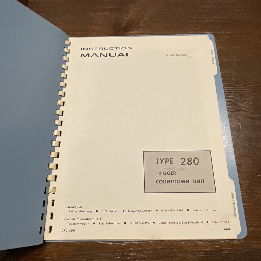 Tektronix Type 280 Trigger Countdown Unit Instruction Manual 070-350
