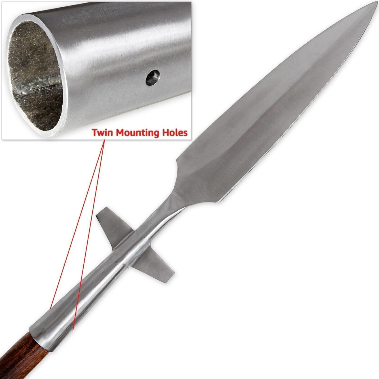 Hand Forged Medieval Winged Spear Head in High Carbon Steel