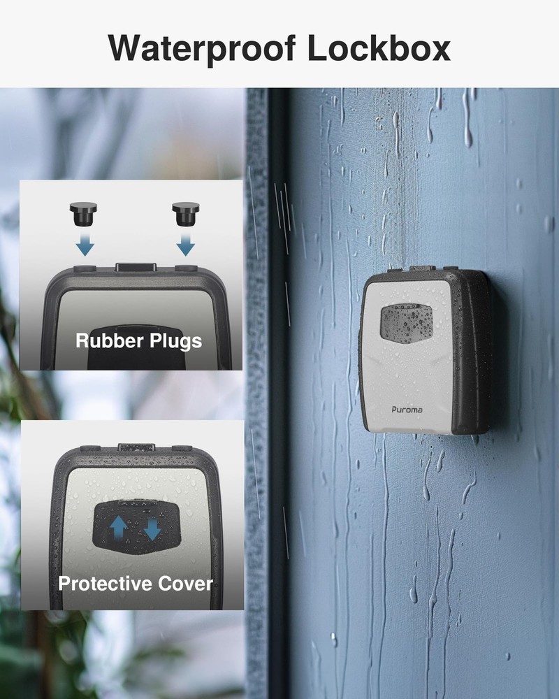 Large Key Lockbox with Hook, Resettable Combination Code Lock Box, Waterproof...