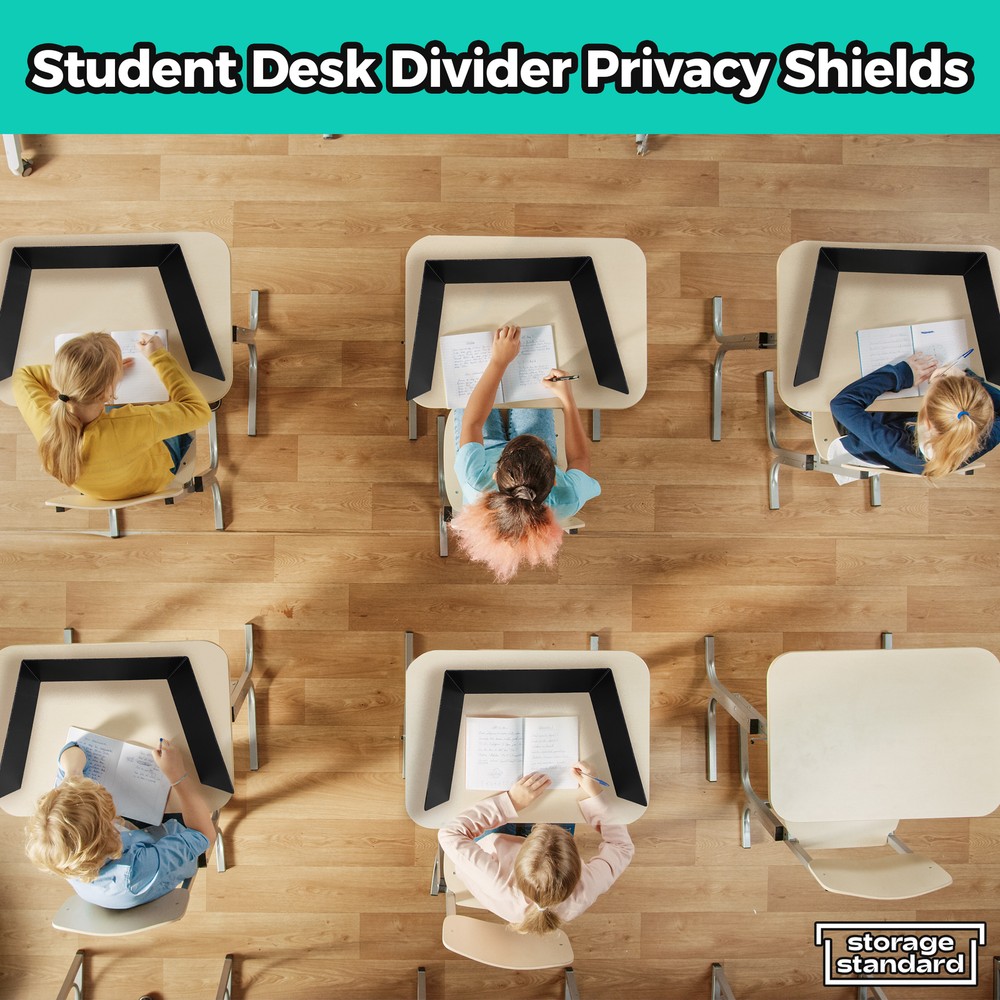 22-Pack Black Desk Dividers for Students, Plastic Study Carrel, Classroom Folder