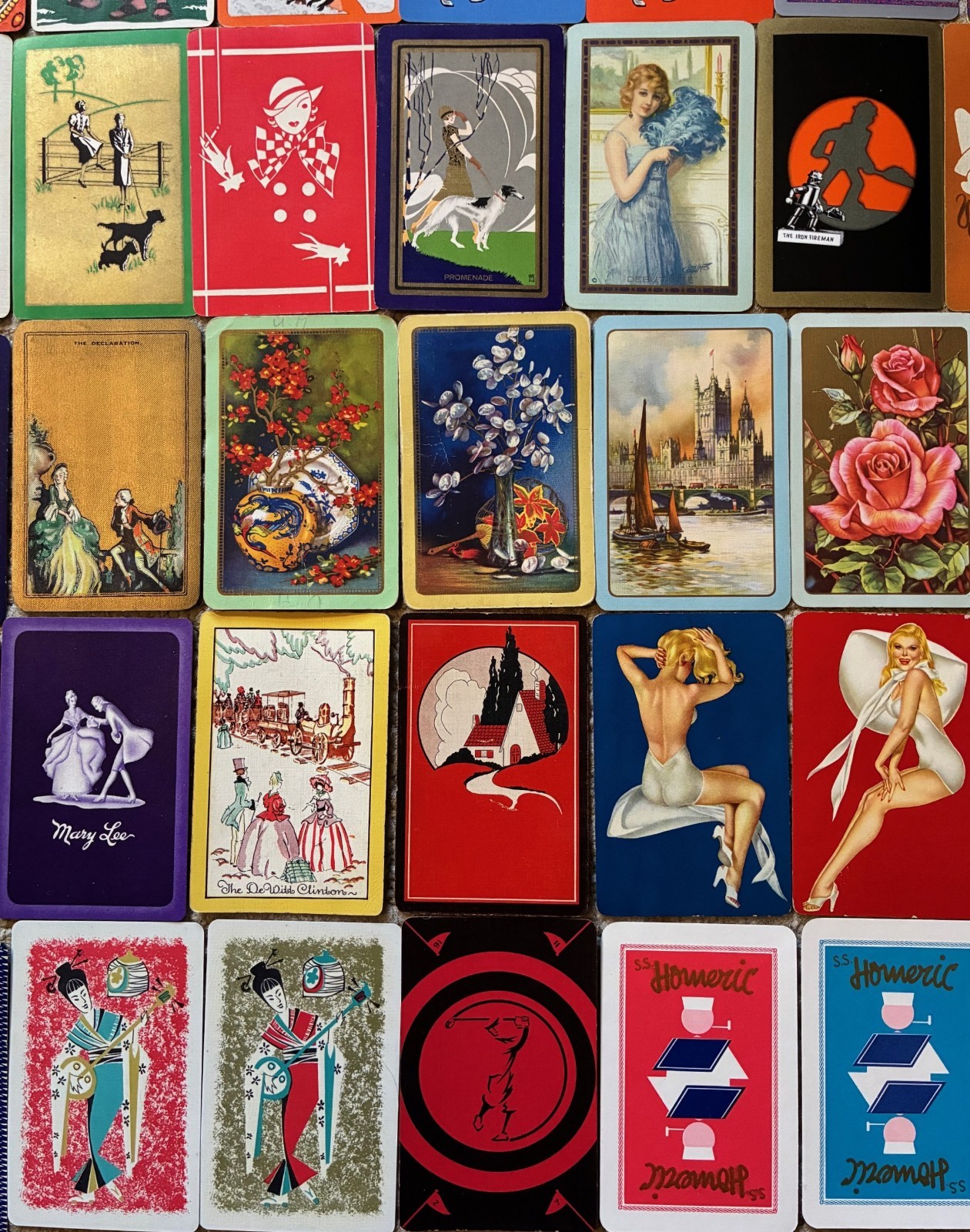 Lot~94 Vintage Single Swap Playing Cards~Art Deco~Women~Victorian~Flapper~Dogs+