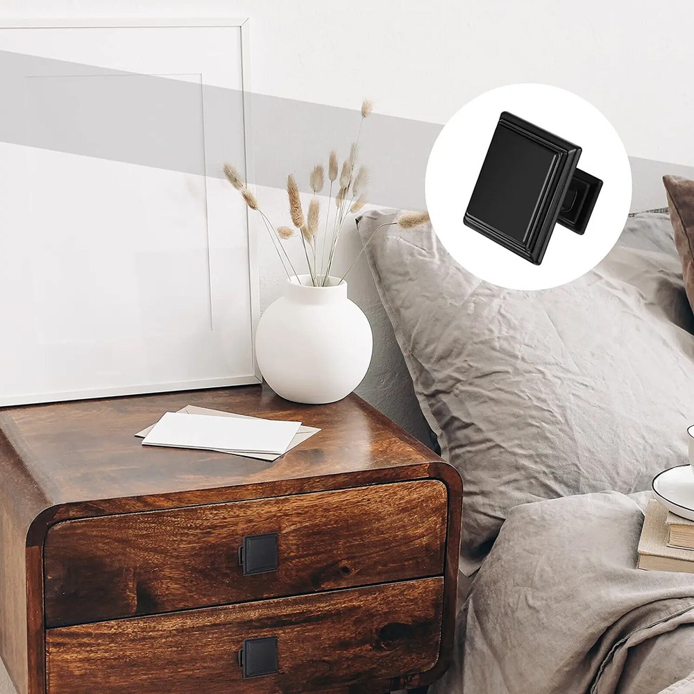 1~50PCS Kitchen Cabinet Knobs Hardware Drawer Cupboard Handle Pulls Black Square