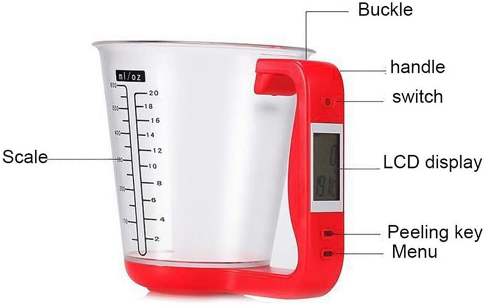 LCD Screen Multi-Functional Digital Kitchen Scale Measuring Cup 100-600ml 1000g