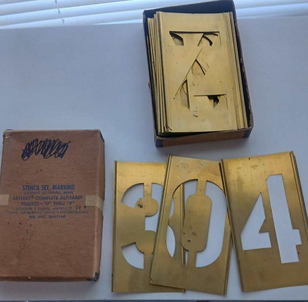 Stencil Set, Marking, Brass 4 Inch Interlocking, Adjustable