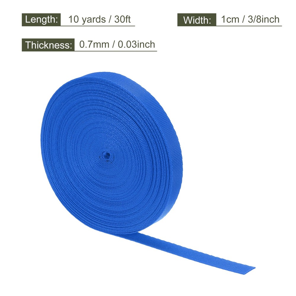 Flat Nylon Webbing Strap 3/8 Inch 10 Yards Blue for Backpack