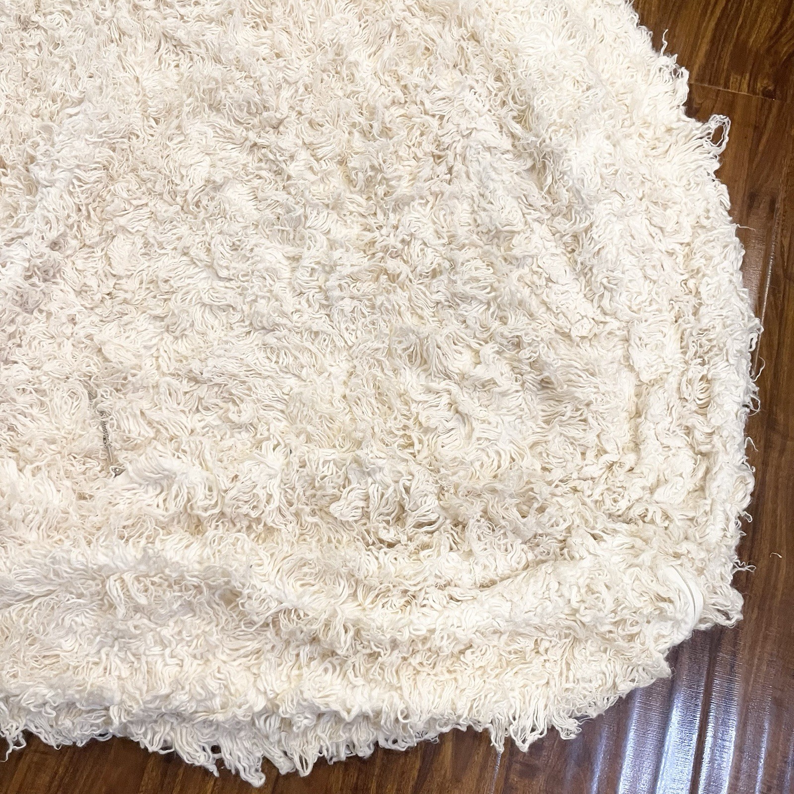 Pottery Barn Teen Ivory Shaggy Faux Fur Bean Bag Cover Retro Boho Zip Closure