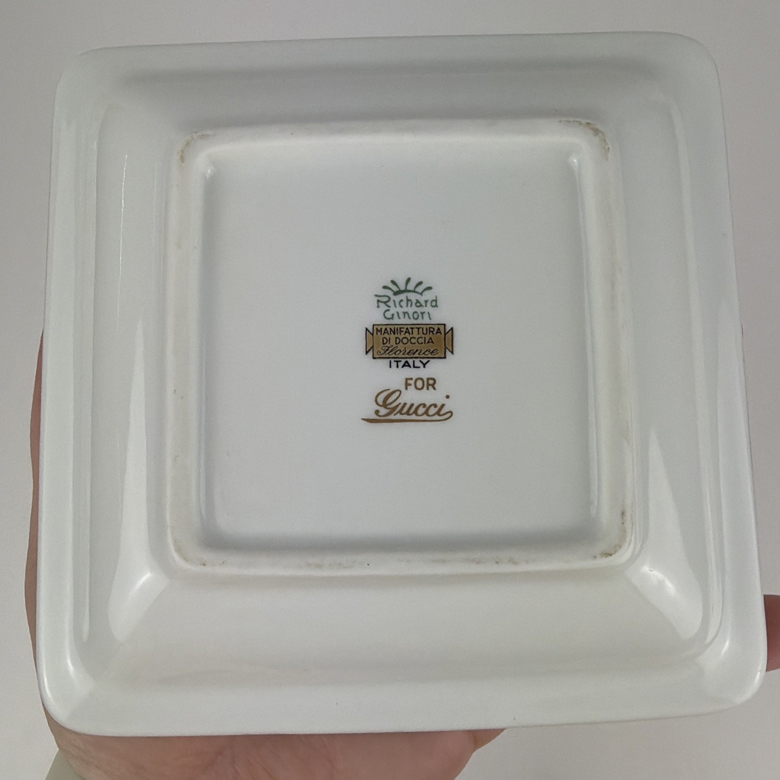 Gucci x Richard Ginori Flora Floral Porcelain Square Ashtray Italy Vintage 5.5"
