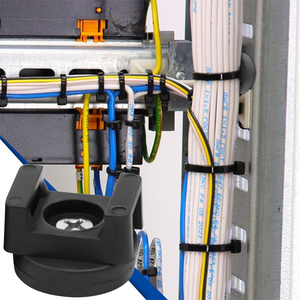 20Pcs Black Magnetic Cable Zip Tie Mount Base Wire Clips Management Bases Holder