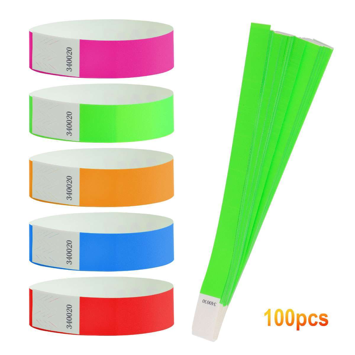 100Pcs Paper Wristbands for Events Neon Color Wrist Bands Concert Multicolor USA