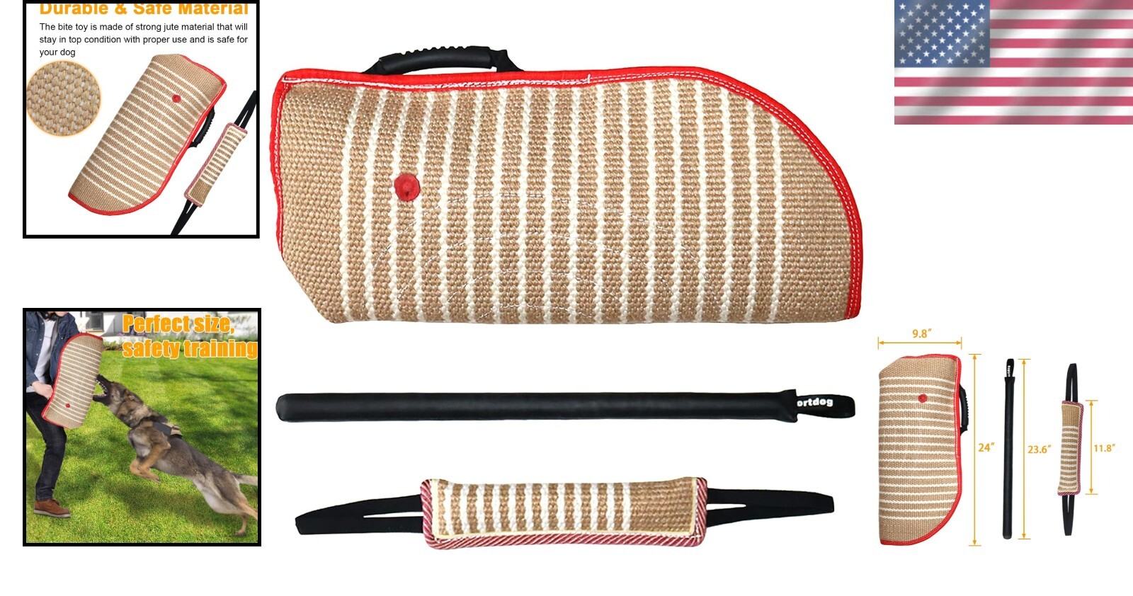 Professional Dog Training Set: Bite Sleeve, Tug Pillow & Stick for Small Breeds